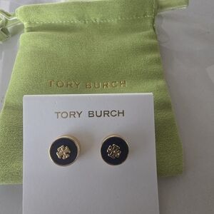 Tory Burch Gold and Navy Earrings